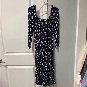 NWT Reformation Navy and White Polka Dot Dress